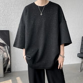 Hearujoy Summer Short Sleeved T-shirt Men Oversized Black White Casual T Shirt Men Streetwear Hip-hop Loose Shiny T Shirt Mens Top M-3XL